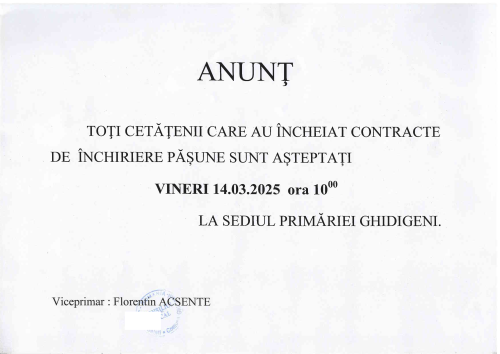 Anunț pentru cetățenii care au încheiat contracte de închiriere pășune